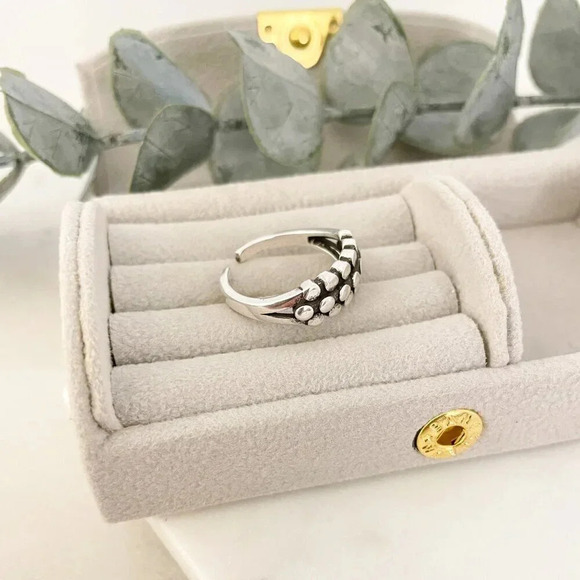 925 Sterling Silver Bead Ring Minimalist Dainty Ring Stackable Circle Ring Band - Picture 6 of 9